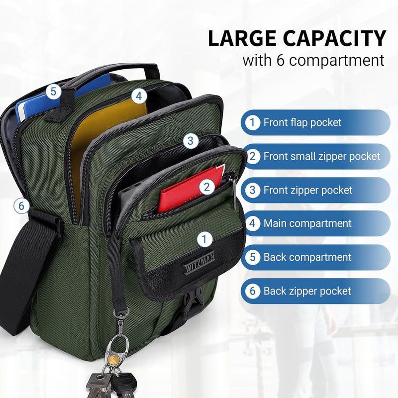 WITZMAN Crossbody Bags for Men Travel Shoulder Bag Lightweight Man Purse Small Casual Messenger Bag for Work Traveling - Image 3